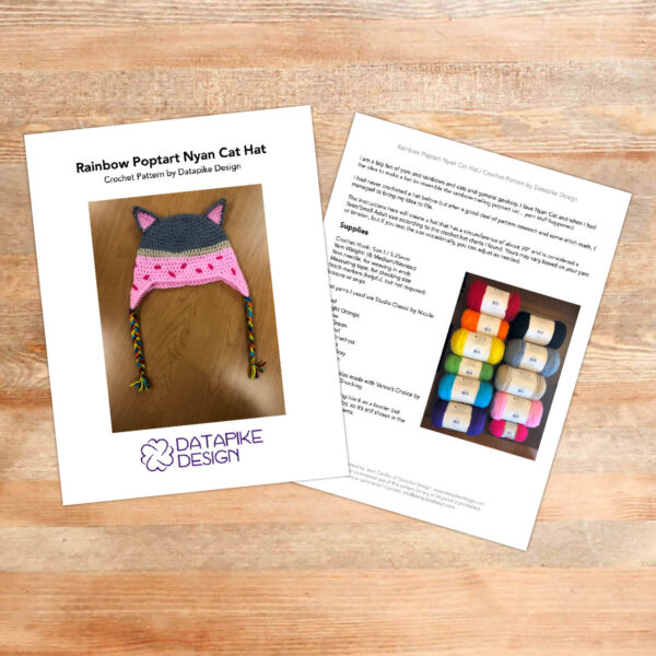 Rainbow Poptart Nyan Cat Hat Crochet Pattern PDF - Image 2