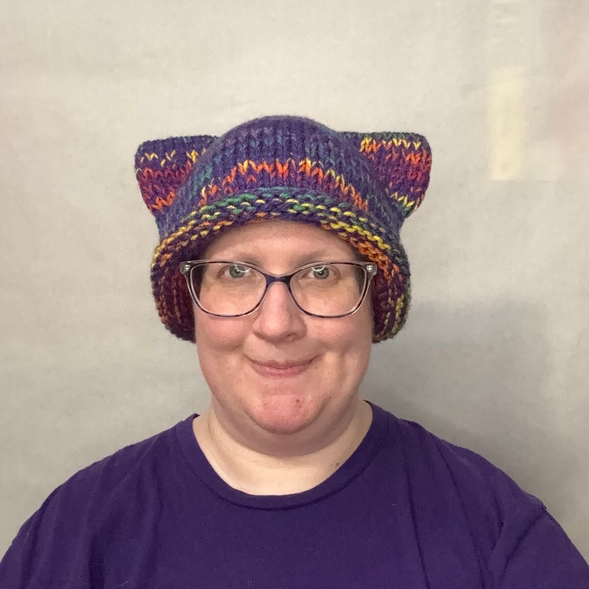 Cat-Ear Hat: Rainbow and Purple - Image 3