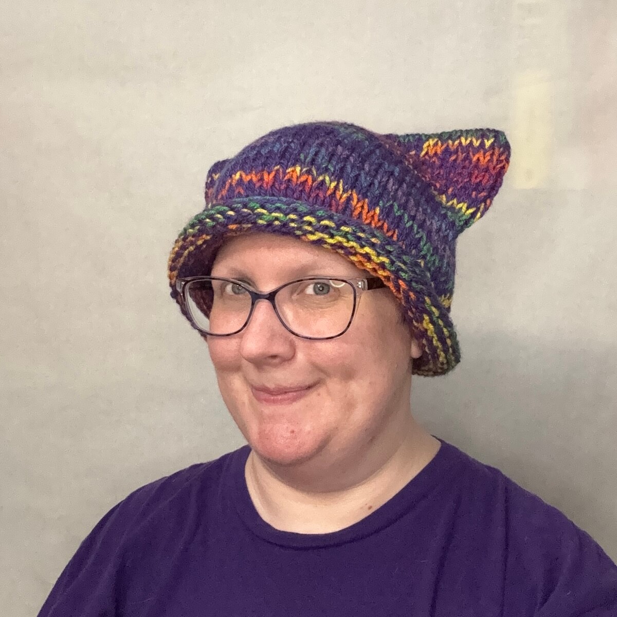 Cat-Ear Hat: Rainbow and Purple - Image 4