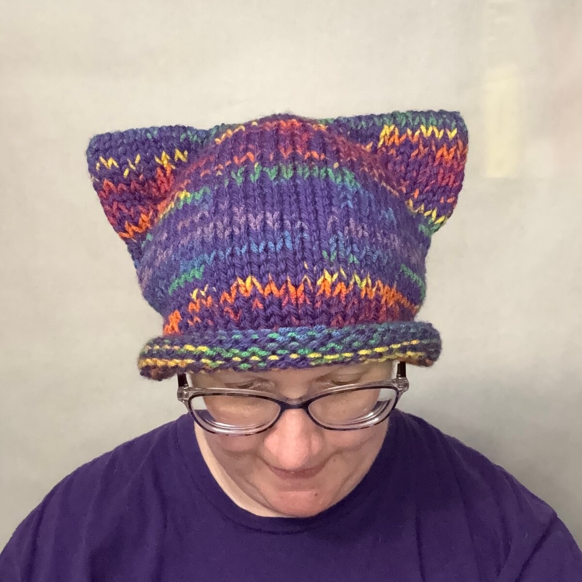 Cat-Ear Hat: Rainbow and Purple - Image 5