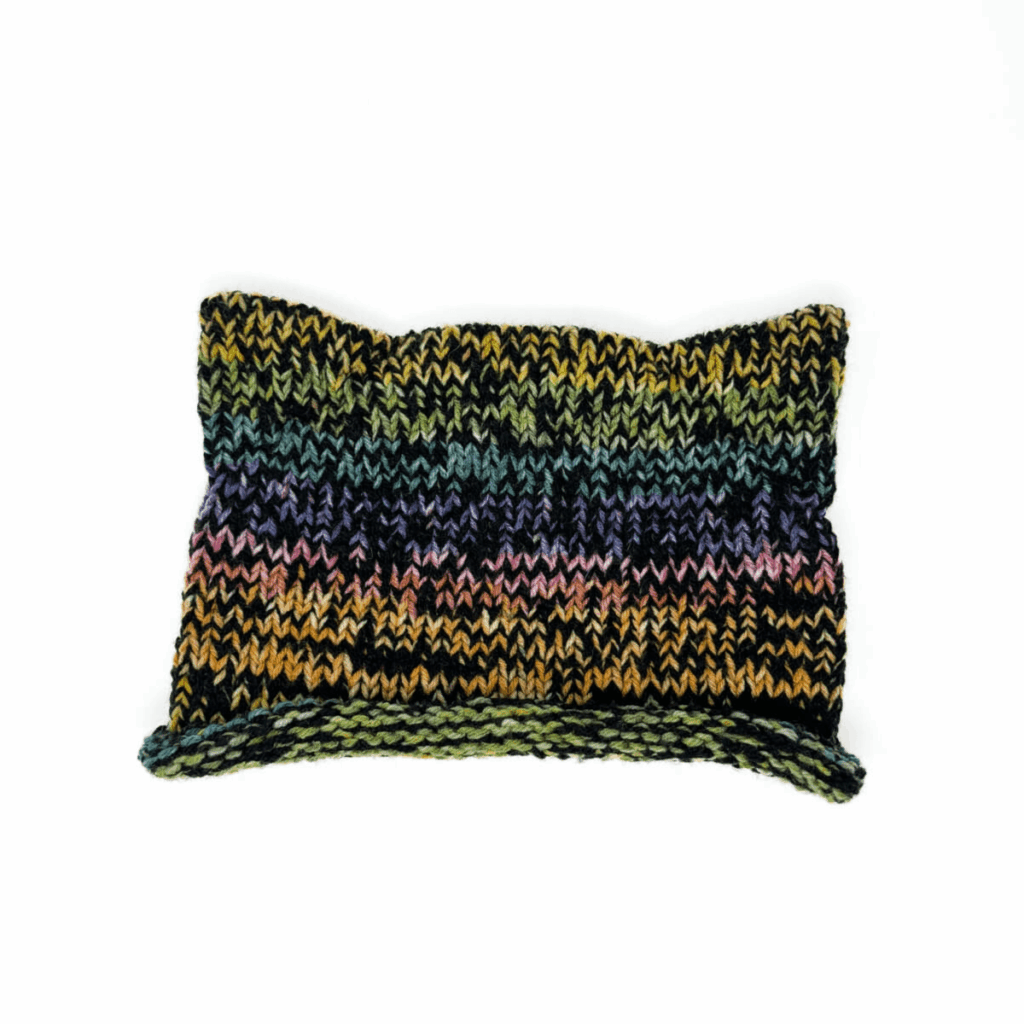Cat-Ear Hat: Muted Rainbow and Black